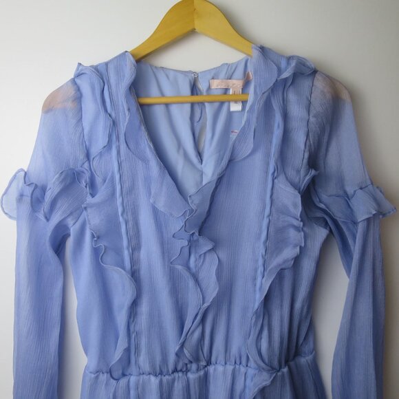 Anthropologie Hutch Long-Sleeve Frilled Romper Size L - Picture 7 of 12